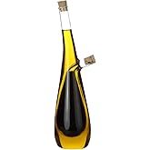 Lily's Home Glass Olive Oil and Vinegar Dispenser Bottle, for Kitchen Counter Cooking Salad, Dressing Leakproof 2 in 1 Cruet Containers (15 Ounces & 10 Ounces)