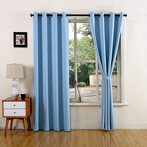 YOJA Window Treatment Blackout Drapes Curtains for Kids Room Light Blue,52"Wx84"L(2 Panels/Set)
