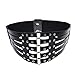 Kloud City Women Rivet Faux Leather 5 Metal Rings Elastic Corset Hollow Out Dress Wide Waist Belt Wrap Band Black
