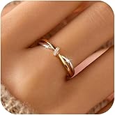 LOVPEPY Twisted Knot CZ Ring for Women 925 Sterling Silver Infinity Love Promise Ring 14K Gold Plated Intertwine Ring to Daughter Mom Wedding Band Engagement Rings Birthday Valentine Day Jewelry Gift