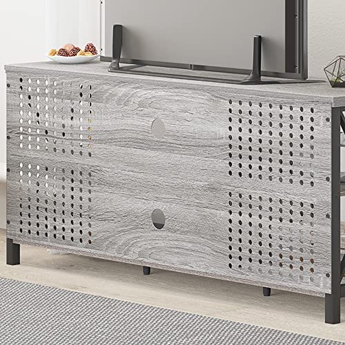 LVB Rustic TV Stand for 70 Inch TV, Long Wood Metal Television Stands with Storage Shelves