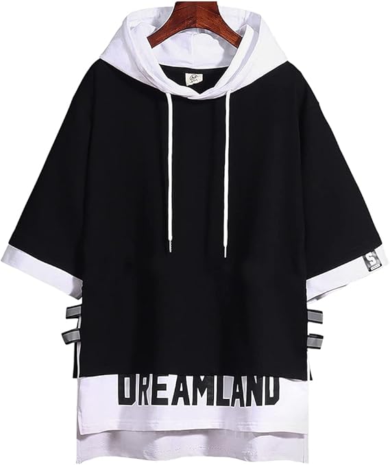 Amazon Hisitosa 半袖パーカー メンズ 夏服 人気の Tシャツ フード付き ゆったり 大きいサイズ パーカー 重ね着風 綿 快適な 服 メンズ 夏用 トレーナー パーカー 通販