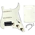 LAMSAM Prewired Pickguard with SSH Pickup Set, 3-ply Pick Guard Loaded High Output Alnico V Single Coil Humbucker Pick-ups, Electric Guitar Scratchplate as Luthier Replacement Parts, Cream-00