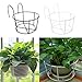Poity Hanging Plant Iron Racks Balcony Round Flower Pot Rack Railing Fence Outdoor Black
