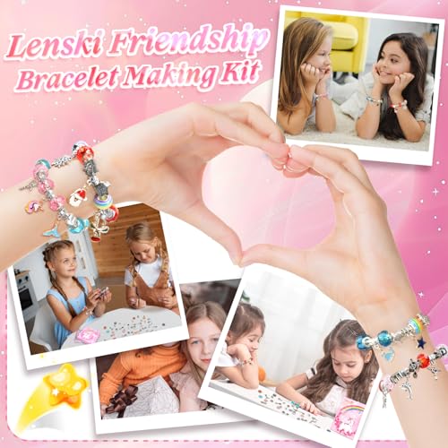Lenski DIY Charm Bracelet Kit, Gifts for Girls Aged 4-11 Years, for Jewellery Crafts