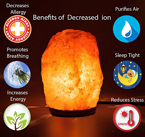 HemingWeigh Natural Himalayan Salt Lamp Hand Carved with Genuine Wood Base, Bulb and On and Off Switch 6 to 8 Inch, 6 to 7 lbs. 2 Pack