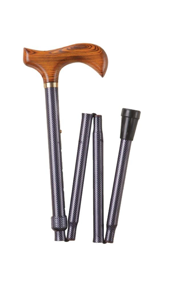 Black Check Folding Walking Stick
