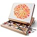 Wood Desk Table Easel - Handcrafted Beechwood Desktop Easel & Wooden Art Tabletop Box for Drawing, Painting, and Sketching with 3 Front Drawers for Supplies Storage