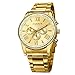 Akribos Multi-Function Stainless Steel Bracelet Watch - Three Hand Movement with Two Time Zones and Date Complication - Men's Ultimate Swiss Watch - AK736 (Gold-Tone)
