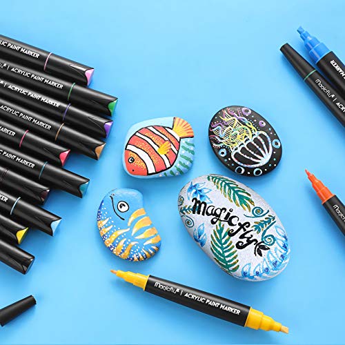Magicfly 24 Colors Acrylic Paint Markers, DoubleSided Acrylic Paint