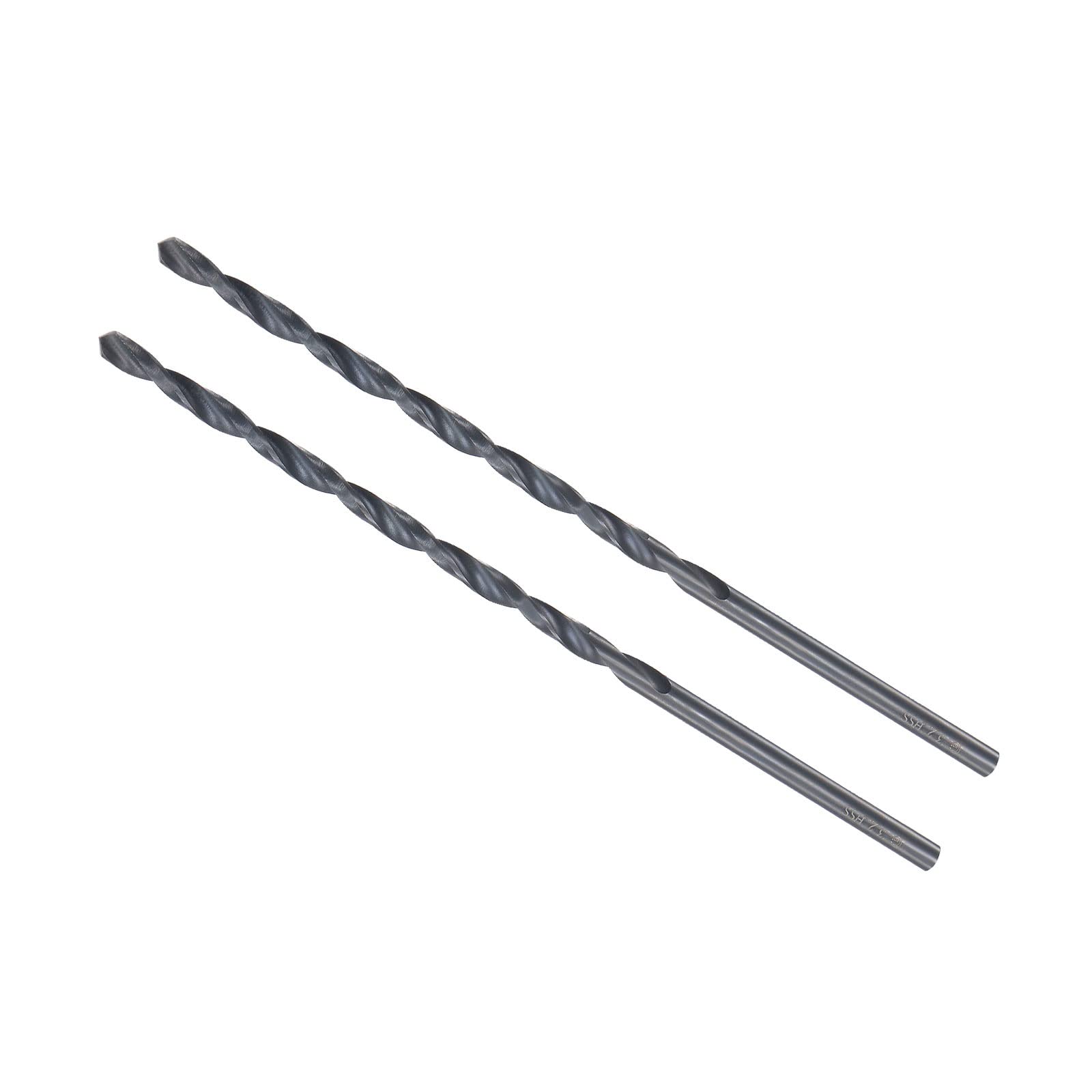 CoCud Twist Drill Bits, 3.2mm Drilling Diameter, Black Oxide High Speed Steel Extra Long Straight Shank - (Applications: for Stainless Steel Alloy Metal), 2-Pieces