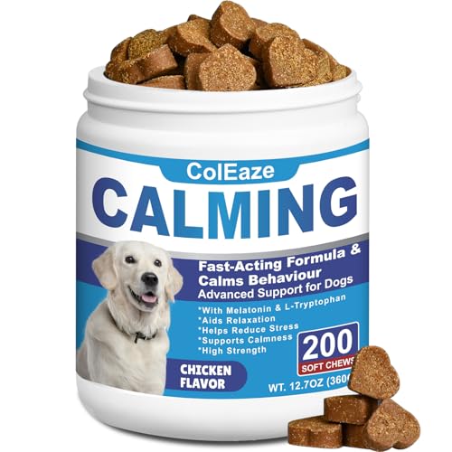 ColEaze Calming Chews for Dogs Puppy Dog Calming Chews, Help Manage Stress and Promote Relaxation Sleep Aid Calm Dog from Noise, Thunder, Barking, Separation, Small Medium Large & All Breeds