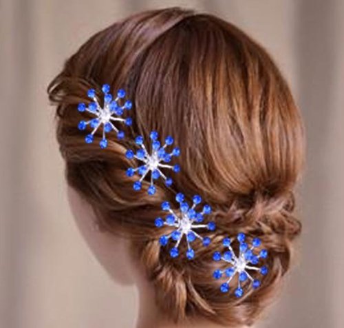 Ibeauty 20pcs blue Crystal Rhinestone Flower Hair Pin Clips Women Wedding