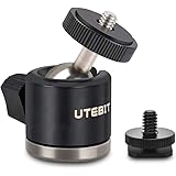 UTEBIT Ball Head with 1/4" Hotshoe Camera Mount Adapter 360 Degree Rotatable Aluminum Tripod Head for DSLR Cameras HTC Vive T
