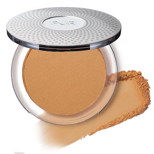 PUR Beauty 4-in-1 Pressed Mineral Makeup Powder Foundation with SPF 15 – Concealer & Finishing Compact Pressed Powder for Face – Buildable Medium to Full Coverage Foundation Powder (Medium Dark)