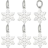 PH PandaHall 925 Sterling Silver Snowflake Charms Pendants with Jump Rings Flower Dangle Pendant for Jewelry Making Craft