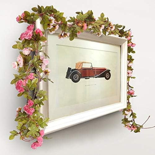 YOBANSA Real Touch Artificial Rose Vines Fake Silk Flowers Rose Garlands Hanging Rose Ivy Plants for Wedding Home Office Arch Arrangement Decoration (Style 2)