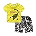 Mud Kingdom Toddler Boys Twill Shorts Set Cute Cartoon Dinosaur Camo Green 3T