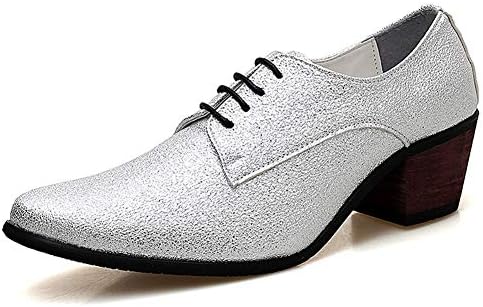 TAZAN Leather men's dress pointed leather shoes lace fashion British wedding high-heeled party golden night hair stylist four seasons breathable wear