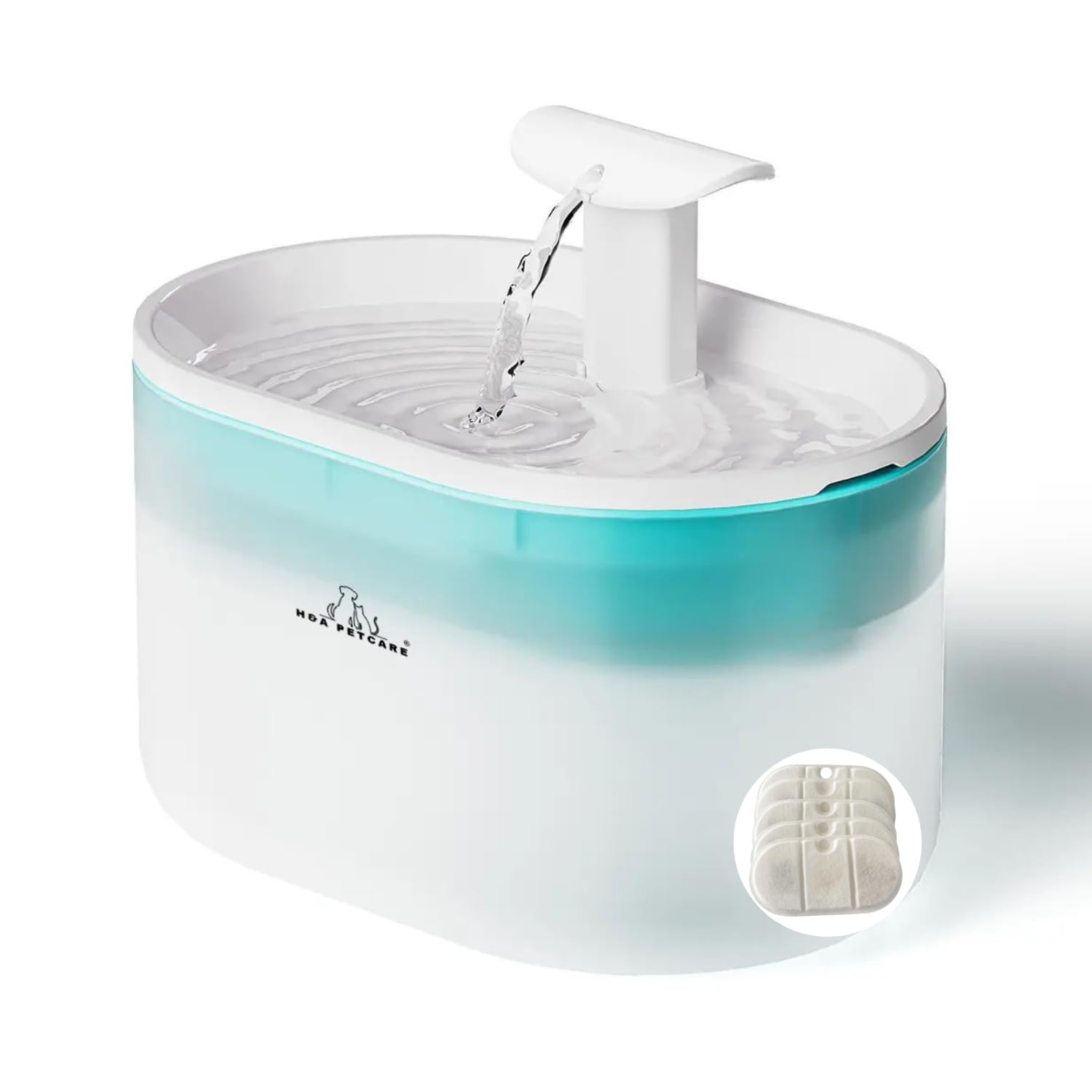H&A PETCARE® Pet Water Fountain Advanced 2.1L BPA-Free, Cat Water Fountain For Drinking With 5 Filters, Whisper Quiet Water Fountain Cat Bowl, Visible Water Level, And Dual Flow Modes.