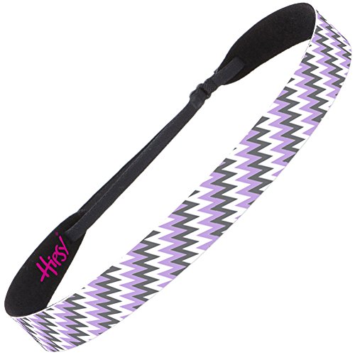 Hipsy Women's Adjustable NO SLIP Zigzag Wide Headband (Purple Black & Pink)