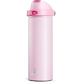 24 oz Insulated Water Bottle for Sports: Meoky Stainless Steel Water Bottle with 2-in-1 Straw and Spout Lid - Leak Proof, Cold for 24 Hours, Fits in Car Cup Holder, BPA-Free for Women Travel, Blush
