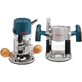 Bosch 1617EVSPK 2.25 HP Combination Plunge- and Fixed-Base Router | Wood router for woodworking with exclusive quick-clamp system, variable speed, microfine depth &amp; Constant Response Circuitry