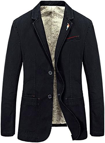 HDH Men's Blazer Casual Slim Fit Cotton Autumn Smart Two Buttons Business Suit Jackets and Coat