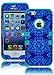Bastex Heavy Duty Hybrid Case for Apple iPhone 5, 5S, 5G - Soft Teal Silicone Cover Surrounded by Pretty Blue Antique Paisly Design Hard Shell
