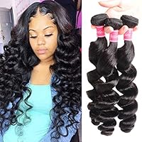 Bestlove Loose Wave 3 Bundles Human Hair Brazilian Virgin Hair Deals Cheap Hair Bundles Loose Deep Wave Wet and Tangle Free Human Hair (20 20 20)