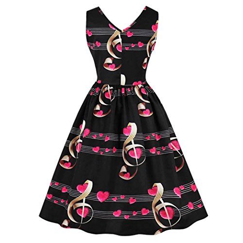 image for Elogoog Womens Vintage Musical Note Sleeveless Love Heart Printed Part