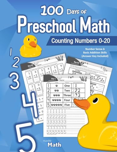 100 Days of Preschool Math: Counting Numbers 0-20 | Pre-K Number Sense (Ages 3-5) | Basic Addition Skills | With Answer Key