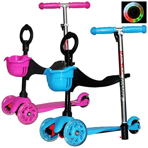 Rimable Baby Adjustable Height 3in1 Kick Scooter With Light Up Wheels