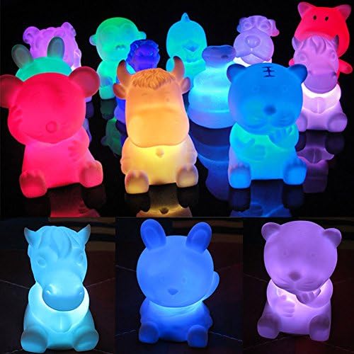 KrisGiftStore Lovely Animal Shaped LED 7 Color Changing Night Light Lamp Room Decor Kids Gift 12xPcs Set 19