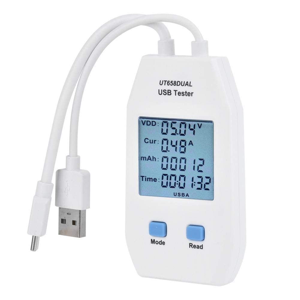 USB Tester Digital LCD Power Capacity Voltmeter Ammeter (UT658 Dual)