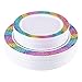 supernal 60pcs Gold Plastic Plates,Disposable Lace Plates,Rainbow Plastic Plates,Tie-dye Plates,Birthday Party Plates Include 30 Dinner Plates,30 Salad Plates,Perfect for Birthday,Party,Wedding