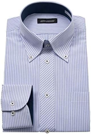 Amazon Nissen ニッセン 首回りが調整できて楽な汚れが目立ちにくい形態安定 デザイン ワイシャツ ボタンダウン 大きいサイズ メンズ ビジネス 白 ブルーストライプ 5l シャツ 通販
