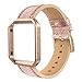 Simpeak Leather Band with Case Frame Compatible with Fitbit Blaze Smartwatch, Small Size with Frame, Genuine Leather Band Replacement for Fitbit Blaze, Bright Gold Rose Gold Frame