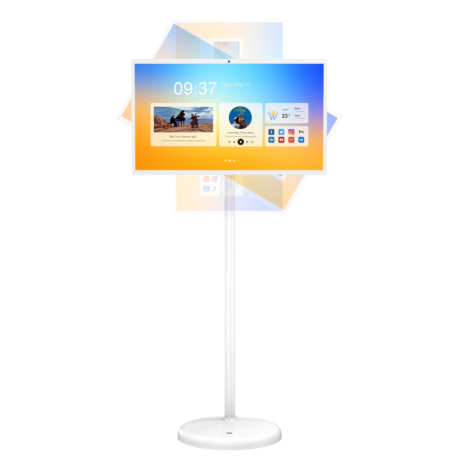 Photo 1 of QIXZOCV MWE 24 Inch Portable TV on Wheels, Smart Rolling TV with Adjustable Stand, Android OS, USB/HDMI/Type-C Port, All-in-One Entertainment Center