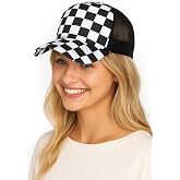 ScarvesMe Unisex Cotton Black/White Race Checkered Mesh Trucker Baseball Cap Hat