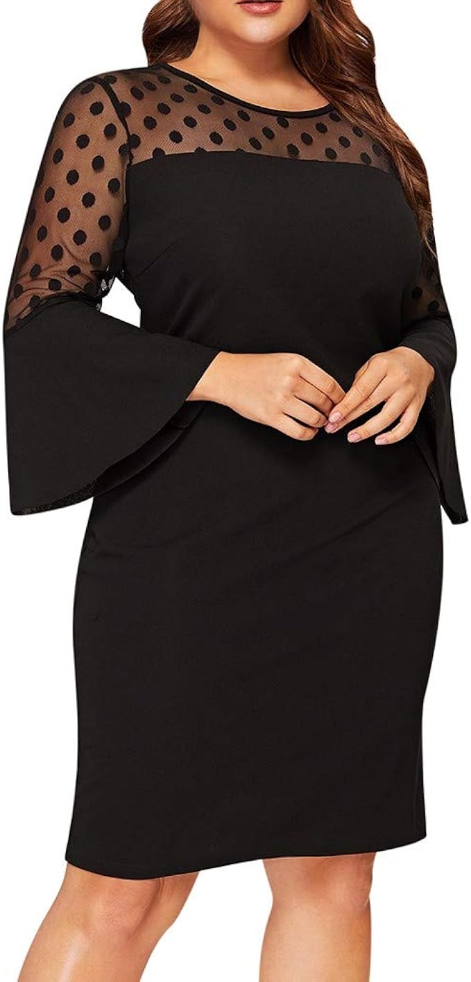 mesh bell sleeve dress