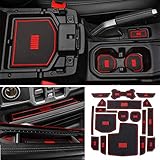 YOCTM Car Styling Red Cushion Non-Slip Gate Slot Pad Cup Mats Auto Interior Door Slot Pad Mat For Jeep Wrangler JL 2018 2019 4 Door Interior Parts Accessories (Red)
