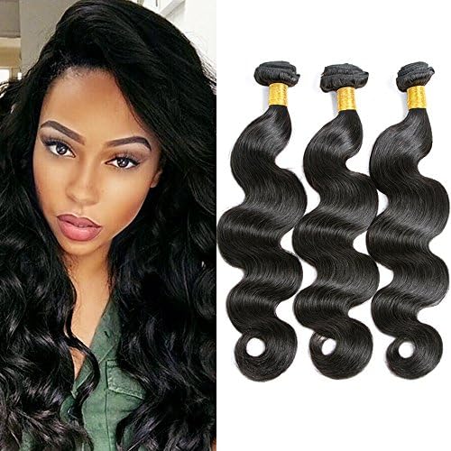 LanQi Hair Brazilian Virgin Hair Body Wave 3 Bundles 7A 100% Unprocessed Virgin Brazilian Human Hair Weave Extensions
