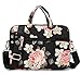 kayond Black Rose Patten water-resistant Laptop Shoulder Messenger Bag Case Sleeve for 14 Inch 14.1 Inch Laptop