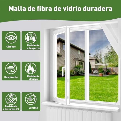 MLEJU Magnetic Window Mosquito Net 130x150 cm, Durable Fiberglass | Adjustable Size, Magnetic Mosquito Net, Easy to Clean, Mosquito Nets for Magnetic Windows - White Frame and Grey Mesh