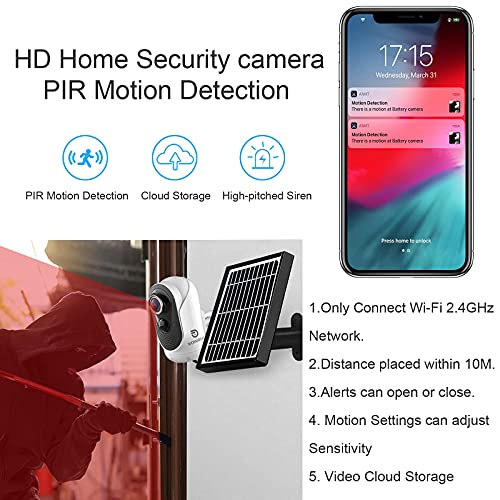 WONGKUO Wireless Security Outdoor Camera with Solar Panel 170° Wide