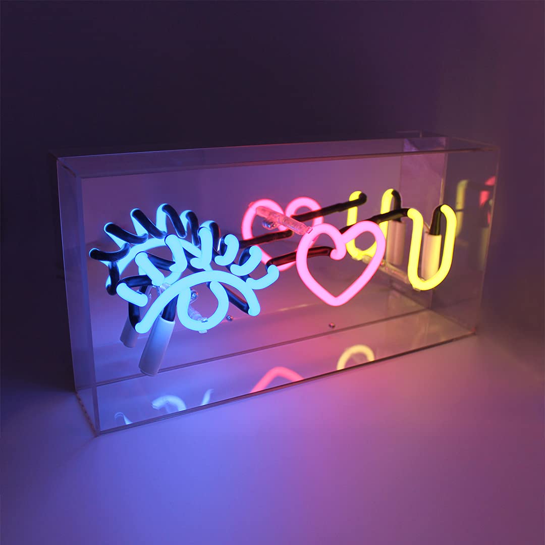 Acrylic Box Neon - Eye Love You (Real Handmade Glass Neon in Glossy Acrylic Box)