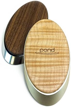 Pond Ripple - portable Qi wireless charging pad battery pack powerbank for iPhone 8, iPhone 8 Plus, iPhone X, Samsung Galaxy S6, S7, S8, Note 8, All Qi Devices - Figured Maple/Platinum Gold Aluminum