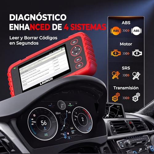 LAUNCH CRP123X V3.0 - Dispositivo de diagnóstico profesional OBD2 para todos los coches y marcas - Diagnóstico de 4 sistemas con reinicio: servicio de aceite EPB DPF, prueba de batería SAS/BMS