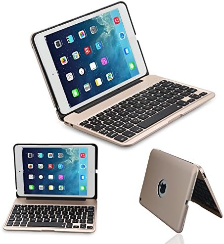 F4 Bluetooth Keyboard, Ultra Thin Folio Smart Stand Case Shell Cover with Wireless Bluetooth Keyboard For Apple iPad Mini 4